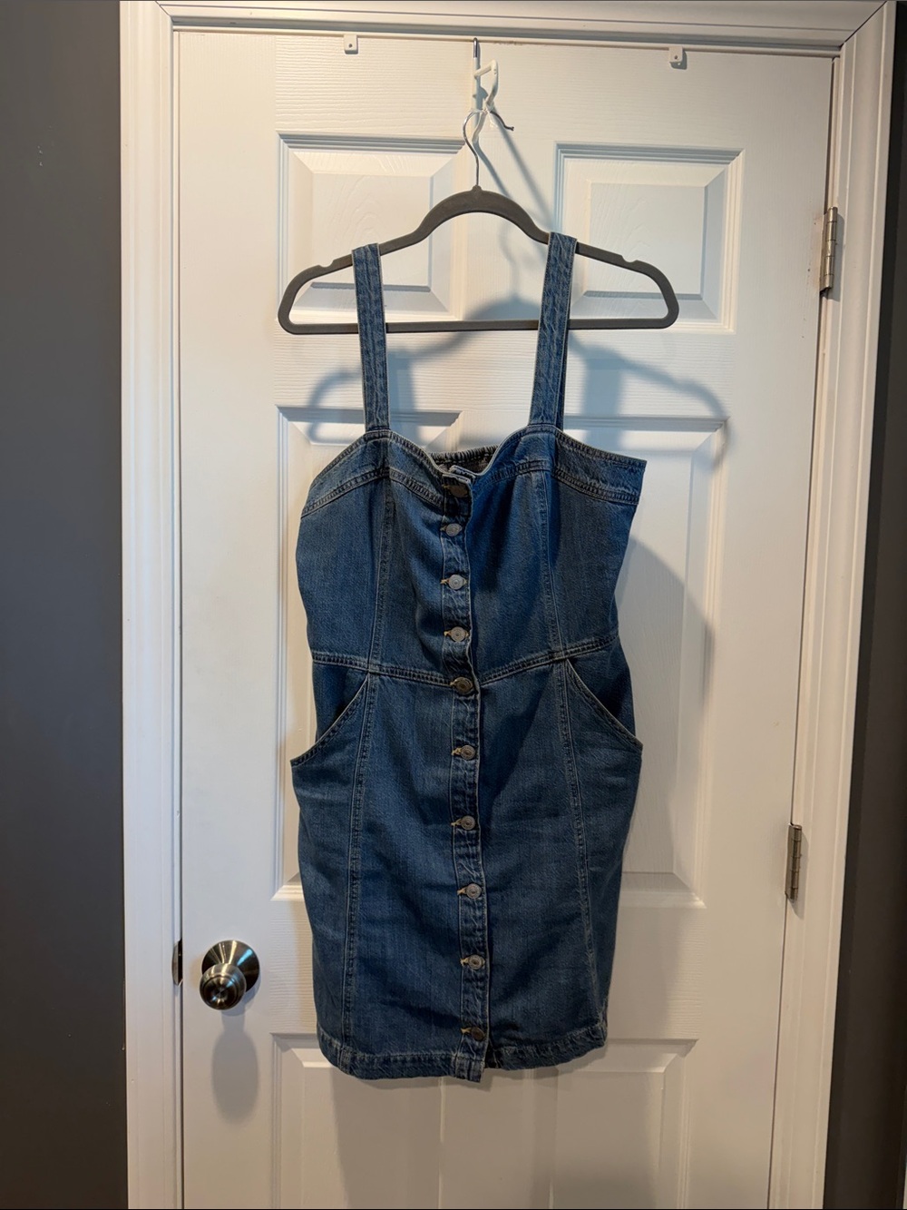 Levi's Classic Blue Denim Mini Dress with Front Buttons